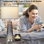 Glass Table Lamp Set of 2, 26" Modern Table Lamps with USB A+C Ports & AC Outlet... - Image 3