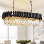 L33 Black and Gold Crystal Chandelier Large 8 Light 3-Tier K9 Crystal Raindrop C... - Image 6