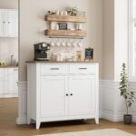 HORSTORS Kitchen Storage Cabinet, Modern Farmhouse Buffet Cabinet with Storage, ... - Image 3