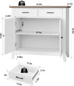 HORSTORS Kitchen Storage Cabinet, Modern Farmhouse Buffet Cabinet with Storage, ... - Image 4
