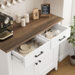 HORSTORS Kitchen Storage Cabinet, Modern Farmhouse Buffet Cabinet with Storage, ... - Image 7