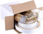 FOCUSLINE 175 Ct Gold Dinnerware Set for 25 Guests, Plastic Plates with Gold Lac... - Image 9