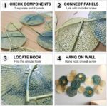 Large 3D Metal Wall Art, 50"L x 26"W Modern Blue & Gold Lotus Leaf Wall Sculptur... - Image 7