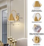 Powfloven Vintage Rechargeable Wall Sconces Set of 2, Gold Battery Operated Beds... - Image 3