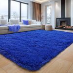 Fluffy Shag Rug for Bedroom, 4x5.9 Blue Area Rugs for Living Room, Nursery and K... - Image 3