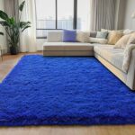 Fluffy Shag Rug for Bedroom, 4x5.9 Blue Area Rugs for Living Room, Nursery and K... - Image 4