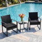 Bezseller 3 Piece Outdoor Patio Furniture Set, Patio Bistro Set Wicker Conversat... - Image 3