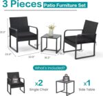 Bezseller 3 Piece Outdoor Patio Furniture Set, Patio Bistro Set Wicker Conversat... - Image 4