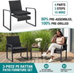 Bezseller 3 Piece Outdoor Patio Furniture Set, Patio Bistro Set Wicker Conversat... - Image 5