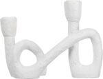 Modern Sculptural Double Taper Candle Holder, White - Image 4