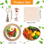 6 Sets Boho Decoration Placemats Round Woven Placemats, Cloth Napkins, Wood Bead... - Image 3