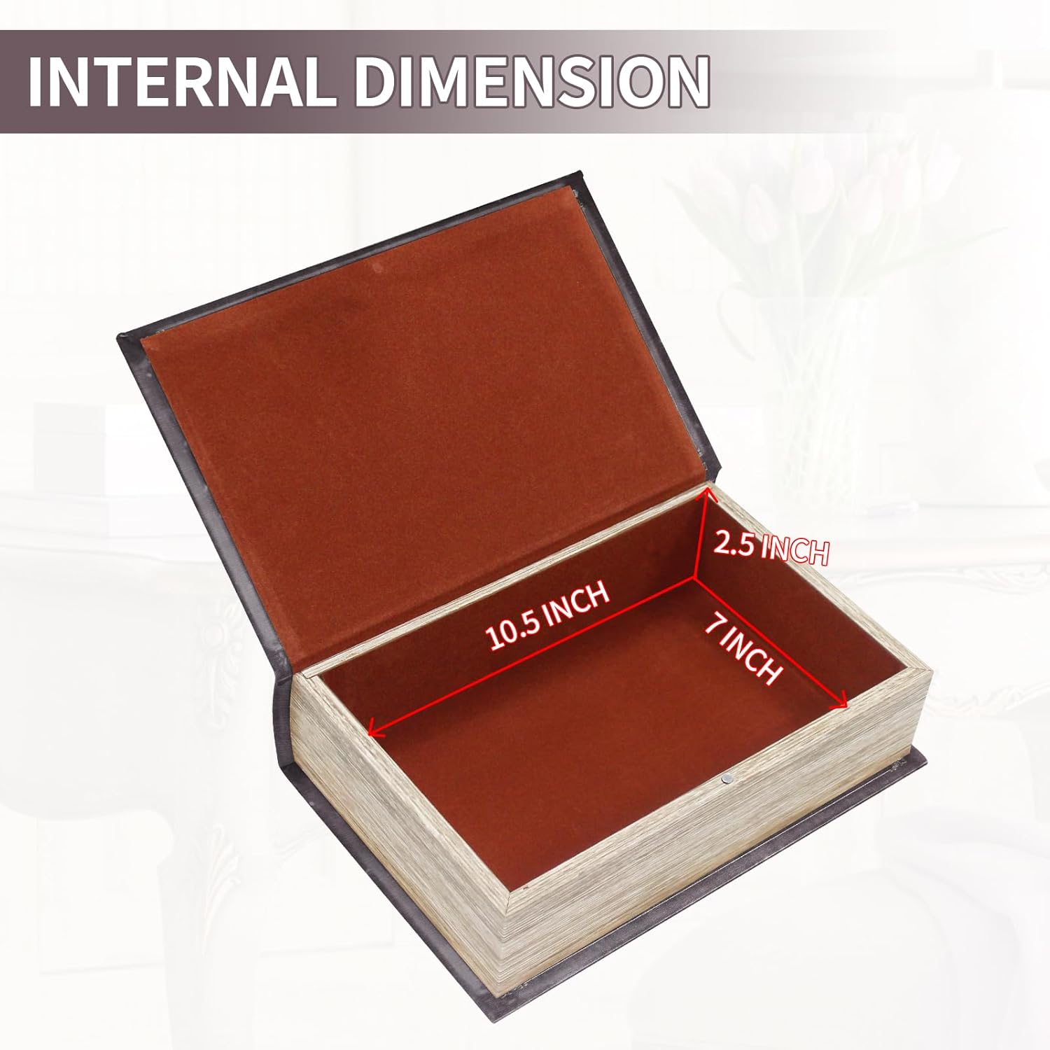 Decorative Vintage Book Shaped Trinket Storage Box Brown Leather -24B-005，Litera... - Image 5