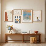 Large Framed Abstract Modern Wall Art Set of 5, Minimalist Gallery Canvas Prints... - Image 6