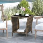 Outdoor Wicker Side Table Rattan Side Tables End Table for Patio with Glass Top ... - Image 8