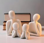 White Ceramic Family Figurines Set, Abstract Minimalist Sculpture, 4 Piece Set H... - Image 3
