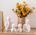 White Ceramic Family Figurines Set, Abstract Minimalist Sculpture, 4 Piece Set H... - Image 4