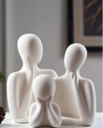 White Ceramic Family Figurines Set, Abstract Minimalist Sculpture, 4 Piece Set H... - Image 5