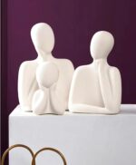 White Ceramic Family Figurines Set, Abstract Minimalist Sculpture, 4 Piece Set H... - Image 6