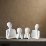 White Ceramic Family Figurines Set, Abstract Minimalist Sculpture, 4 Piece Set H... - Image 7
