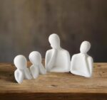 White Ceramic Family Figurines Set, Abstract Minimalist Sculpture, 4 Piece Set H... - Image 8