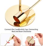 Oatnauxil Metal Gold Taper Candle Holder for Wedding, Dinning, Party, Fits 3/4 i... - Image 6