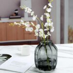 Black Grey Glass Vase for Flowers,Dark Grey Bud Tall Glass Vases,H-8.0" Simple S... - Image 3