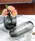 Black Grey Glass Vase for Flowers,Dark Grey Bud Tall Glass Vases,H-8.0" Simple S... - Image 5