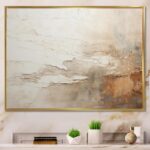 Oversized Abstract Canvas Gold Framed Wall Decor - Large Beige Elegant Wall Art ... - Image 3