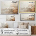 Oversized Abstract Canvas Gold Framed Wall Decor - Large Beige Elegant Wall Art ... - Image 5