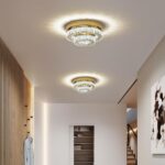 Gold Crystal Chandelier Flush Mount Ceiling Light, 9.8" Surface Mount LED Fixtur... - Image 8