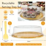 Tessco 6 Pack Plastic Serving Platters with Lid and Sporks, Disposable Heavy Dut... - Image 3