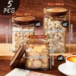Gerrii 5 Pcs Vintage Glass Food Storage Containers 17/24/34 oz Glass Jar with Li... - Image 3
