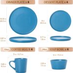 Plates and Bowls Sets for 4 - CJDC-QUELO 16 Piece Stoneware Dinnerware Sets with... - Image 3