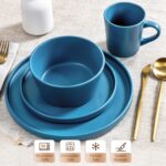 Plates and Bowls Sets for 4 - CJDC-QUELO 16 Piece Stoneware Dinnerware Sets with... - Image 4