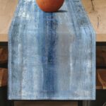 Blue Grey Table Runners Modern Art Farmhouse Linen Table Runners Dresser Scarves... - Image 3