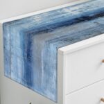 Blue Grey Table Runners Modern Art Farmhouse Linen Table Runners Dresser Scarves... - Image 4