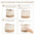 CherryNow Small Woven Storage Baskets Cotton and Jute Rope Decorative Hamper for... - Image 7