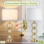 Set of 2 Modern Gold Table Lamps with 2 USB Charging Ports, 27“ Tall Crystal Bed... - Image 4