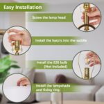 Set of 2 Modern Gold Table Lamps with 2 USB Charging Ports, 27“ Tall Crystal Bed... - Image 7