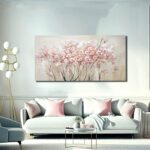 YJYart White Floral Oil Painting Canvas Art Wall Decor Modern Botanical Picture ... - Image 3