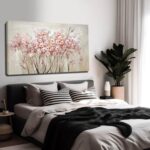 YJYart White Floral Oil Painting Canvas Art Wall Decor Modern Botanical Picture ... - Image 4