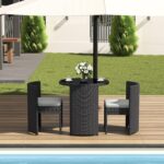 TWT Patio Furniture Set Aluminum 3 Pieces All-Weather Rattan Outdoor Chairs with... - Image 5