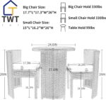 TWT Patio Furniture Set Aluminum 3 Pieces All-Weather Rattan Outdoor Chairs with... - Image 6