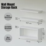 RICHER HOUSE White Floating Shelves Set of 3, Modern Bathroom Shelves Wall Mount... - Image 3