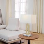 Globe Electric 12274 D'Alessio 20" Table Lamp, Gold, White Linen Shade, Faux Mar... - Image 4