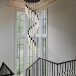 20-Light Modern Crystal Chandelier for High Ceilings, Black High-Ceiling Foyer L... - Image 3