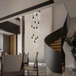 20-Light Modern Crystal Chandelier for High Ceilings, Black High-Ceiling Foyer L... - Image 9