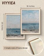VIYYIEA Framed Coastal Wall Art Set of 2, Impressionist Beach Seascape Canvas Pr... - Image 6