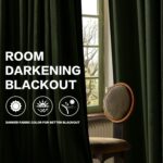 Olive Green Velvet Blackout Curtains 90 inches Length 2 Panels Set,Soft Thick Pi... - Image 4
