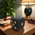 Black Dice Sculpture Decor, Modern Decorative Dice Figurine with Gold Dots, 4.9 ... - Image 3